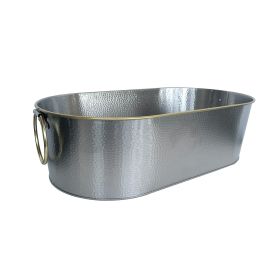 Stainless Steel Hammered Oval Tub, 20.27 in x 11.22 in