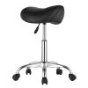 Saddle Stool with Wheels, 450 LBS Weight Capacity Ergonomic Rolling Stool, Height Adjustable Thickened PU Leather Swivel Saddle Chair for Salon, Spa