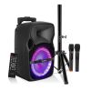 5 Core Party Speaker Bluetooth 250W Big Monster Powered Rechargeable Outdoor PA DJ System w Disco Lights 2 Wireless Karaoke Mics Portable Rolling Spea