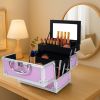 SM-2176 Aluminum Makeup Train Case Jewelry Box Cosmetic Organizer with Mirror 9"x6"x6" Pink