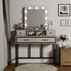 Vanity Desk with Mirror and Lights, Makeup Vanity with 3 Color Dimmable Lighted Hollywood Mirror, White Makeup Table with 4 Drawers