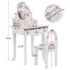 Kids Vanity Table and Chair Set with 7pcs Pretend Play Makeup Toys, Girls Vanity with Mirror & Stool, 3 Drawers & Tabletop Storage