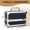 Portable Diamond Texture Aluminum Makeup Storage Bag with Mirror & Key Black