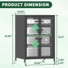 35.8" High Media Storage Cabinet with Wheels, AV Stereo TV Stand with 4 Adjustable Glass Shelves & Door, Heavy-Duty Steel Frame for Living Room