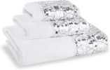Modern Bathroom Towel Set - 3 Piece Luxury Contemporary Decor Bling White Bath Towel Sets Soft, Plush and Highly Absorbent