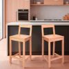 24" Indoor Full Back Wood Bar Stools with Footrest, Pine Finish, Set of 2