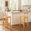24" Indoor Full Back Wood Bar Stools with Footrest, Pine Finish, Set of 2