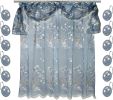 12pc Capri Bathroom Sheer Shower Curtain Sets & 12 Hooks - Modern Classic Luxury Contemporary Decor Blue Shower Curtain Stylish Bath Sets