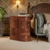 Wood Tall End Table, Narrow Side Table Nightstand with Drawers