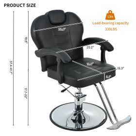 Classic Reclining barber Chair Salon Chair for Hair Stylist with Heavy Duty Hydraulic Pump, 360° Rotation, Tattoo Chair Shampoo Beauty Salon Equipment