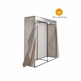 Adult Single Steel Tier Zippered Extra Wide Clothes Closet, 60", Grey Pumice