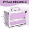 SM-2176 Aluminum Makeup Train Case Jewelry Box Cosmetic Organizer with Mirror 9"x6"x6" Pink