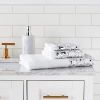 Modern Bathroom Towel Set - 3 Piece Luxury Contemporary Decor Bling White Bath Towel Sets Soft, Plush and Highly Absorbent