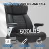 500lbs Big and Tall Office Chair with Adjustable Lumbar Support, Executive Office Chair Heavy Duty with Flip-up Armrest and Wider Seat