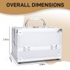 SM-2176 Aluminum Makeup Train Case Jewelry Box Cosmetic Organizer with Mirror 9"x6"x6" Silver