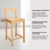 24" Indoor Full Back Wood Bar Stools with Footrest, Pine Finish, Set of 2