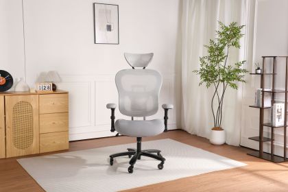 500LBS Big and Tall Office Chair Mesh Breathable, Gaming Chair with Adjustable Backrest Height & Headrest Angle & Adaptive Lumbar Lupport (Color: Black)