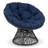 Swivel Papasan Chair Round Wicker Lounge Chair with Thick Cushion
