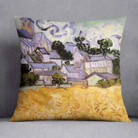 View of Auvers with Church by Van Gogh Cushion (Insert: Without Insert, size: 18" X 18")