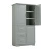 Tall and Wide Storage Cabinet with Doors for Bathroom/Office, Three Drawers